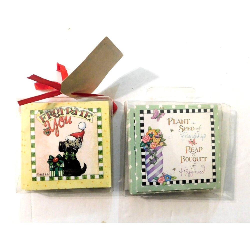 Mary Engelbreit Mini Note Cards Envelopes Set Of 2 Scottie Dog Floral Friendship